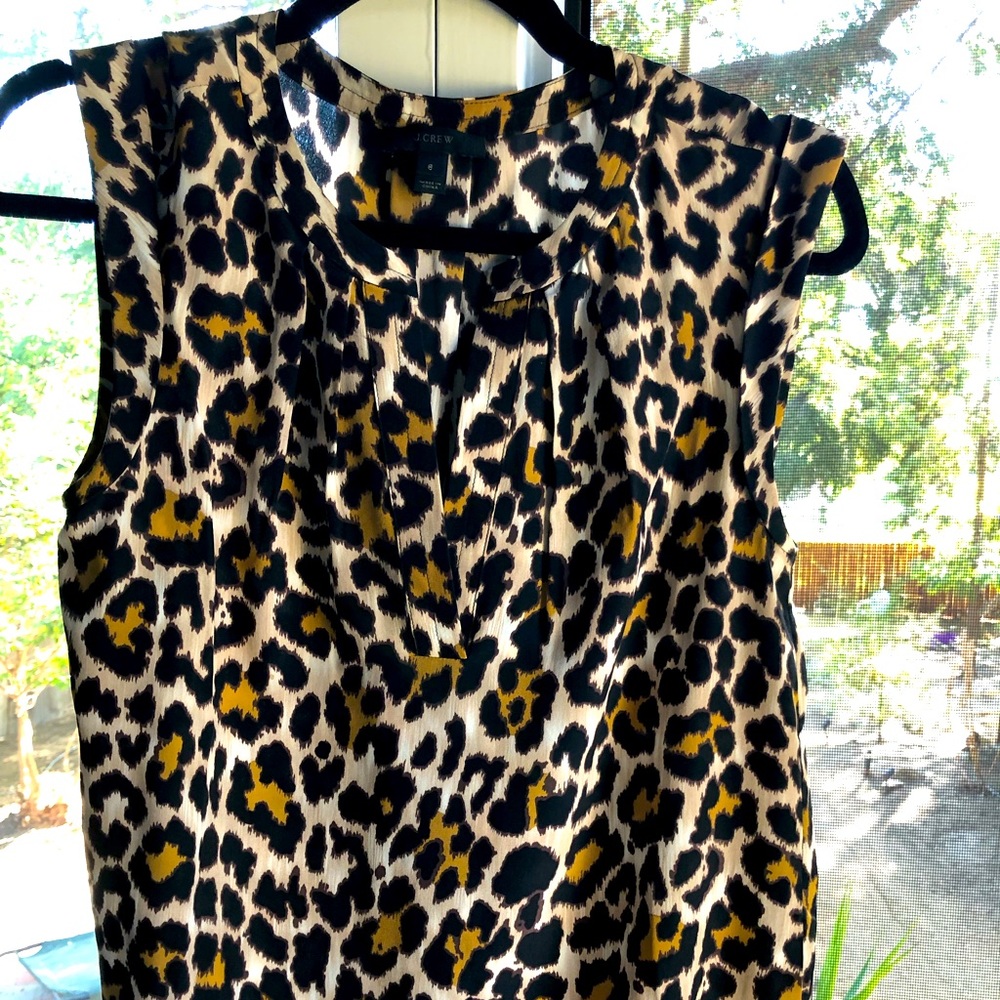 J Crew silk, leopard print top. Size 6.